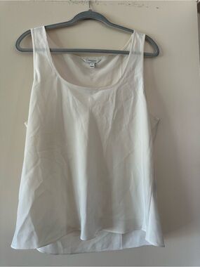 Banana Republic Satin White Sleeveless Scoop Neck Tank